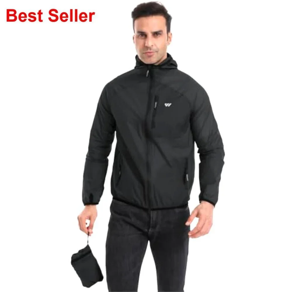 Lightweight Packable Windbreaker Jacket with Hood for Cycling Running Golf